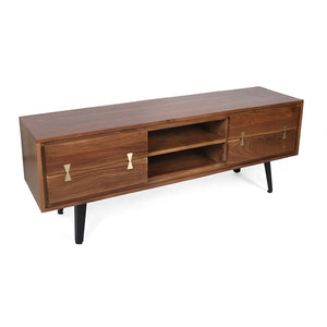 English Elm 58x14x17.5" Asther Solid Acacia Wood Low Profile Tv Stand with Open and Closed Storage W2078P174926