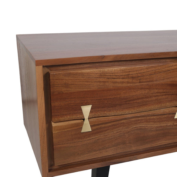 English Elm 58x14x17.5" Asther Solid Acacia Wood Low Profile Tv Stand with Open and Closed Storage W2078P174926
