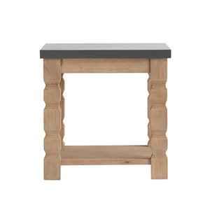 English Elm 23.8x23.8x24" Square Side Table Concrete Top Turned Wood Legs Living Room Accent W2078P179273
