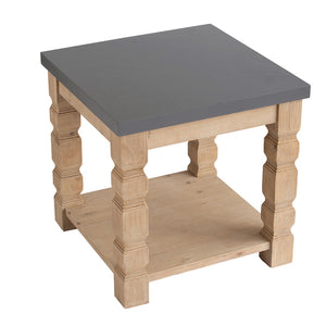 English Elm 23.8x23.8x24" Square Side Table Concrete Top Turned Wood Legs Living Room Accent W2078P179273