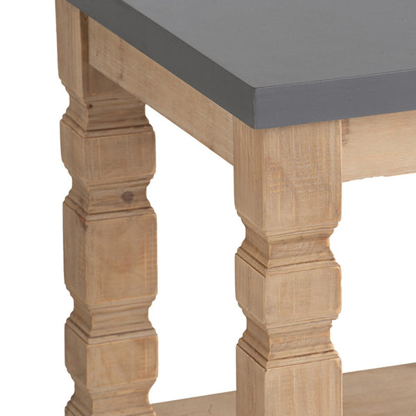 English Elm 23.8x23.8x24" Square Side Table Concrete Top Turned Wood Legs Living Room Accent W2078P179273
