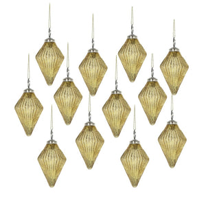 English Elm 2.6x2.6x4.4" Glass Holiday Ornaments Set of 12 Light Refracting Spheres for Festive Decor W2078P253821