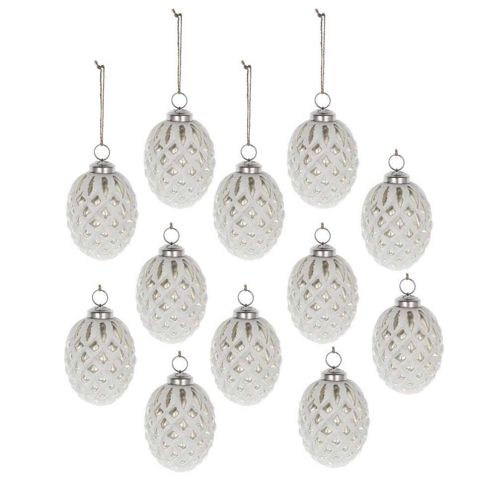 English Elm D4x4.2"h Glass Ball Ornaments Set of 12 Festive Holiday Tree Hanging Decor W2078P253842