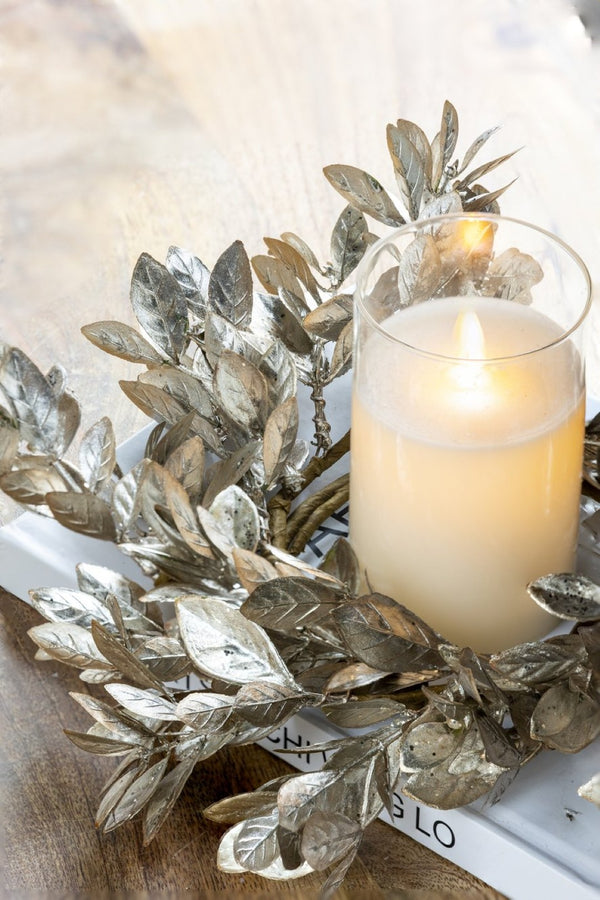 English Elm Set of 6 Champagne Gold Boxwood Candle Rings Wreath Accent for Elegant Tablescapes W2078P361309