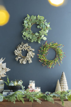 English Elm Set of 6 Champagne Gold Boxwood Candle Rings Wreath Accent for Elegant Tablescapes W2078P361309
