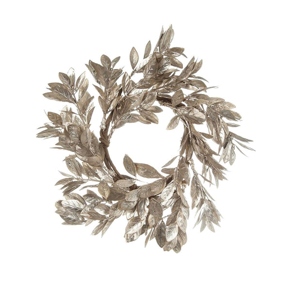 English Elm Set of 6 Champagne Gold Boxwood Candle Rings Wreath Accent for Elegant Tablescapes W2078P361309
