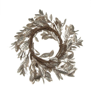 English Elm Set of 6 Champagne Gold Boxwood Candle Rings Wreath Accent for Elegant Tablescapes W2078P361309