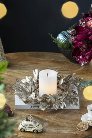 English Elm Set of 6 Champagne Gold Boxwood Candle Rings Wreath Accent for Elegant Tablescapes W2078P361309
