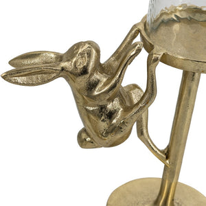 English Elm Set of 2 Gold Aluminum Hurricane Candle Holders with Rabbit Charm Glass Shade Accent W2078P443710