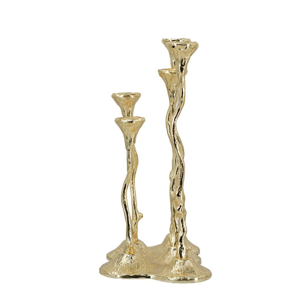 English Elm 9.8x6.7x14.2" Five Arm Cast Aluminum Taper Candelabra with Gold Botanical Art Deco Finish W2078P444493