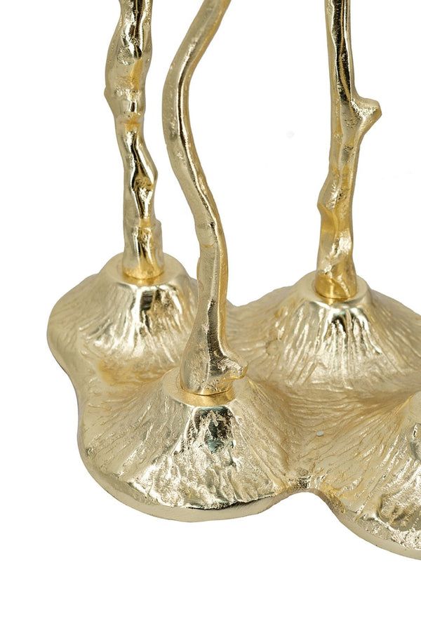 English Elm 9.8x6.7x14.2" Five Arm Cast Aluminum Taper Candelabra with Gold Botanical Art Deco Finish W2078P444493
