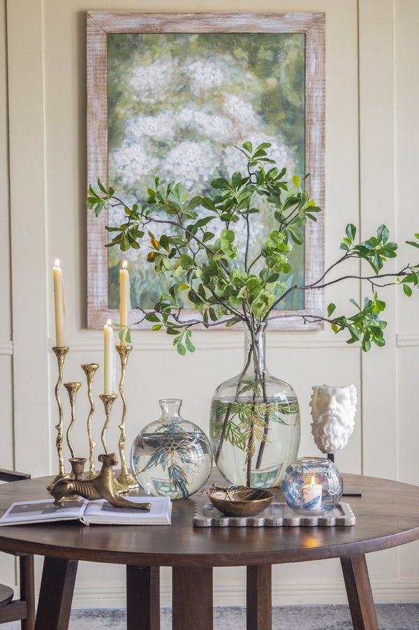 English Elm 9.8x6.7x14.2" Five Arm Cast Aluminum Taper Candelabra with Gold Botanical Art Deco Finish W2078P444493