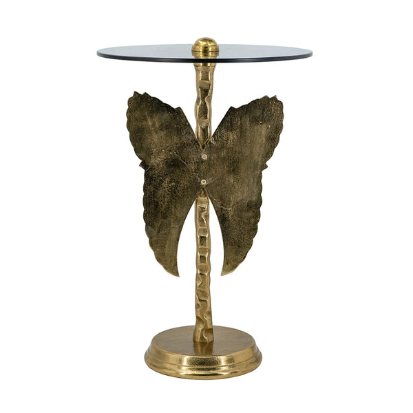 English Elm 15.5x15.5x24" Gold Angel Wing Sculpted Glass Top Accent Table for Glam Interiors W2078P485333