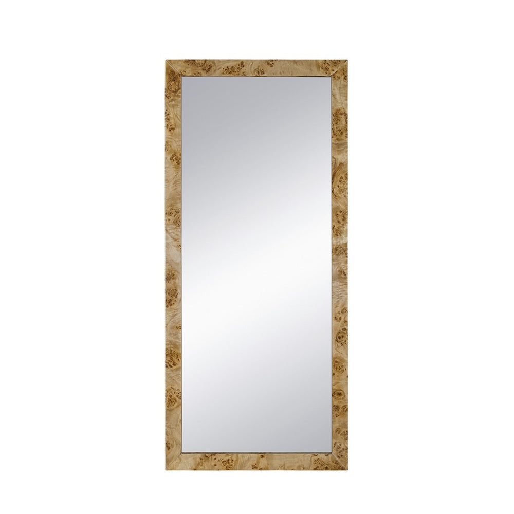 English Elm 31.5x1.6x71" Burl Wood Veneer Full Length Floor Mirror Warm Brown Organic Modern W2078P489396