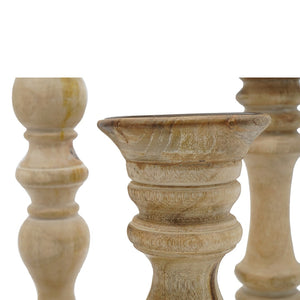 English Elm Set of 5 Distressed Solid Wood Pillar Candle Holders Rustic Farmhouse Decor W2078P493160