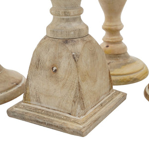English Elm Set of 5 Distressed Solid Wood Pillar Candle Holders Rustic Farmhouse Decor W2078P493160