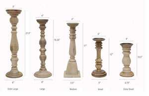 English Elm Set of 5 Distressed Solid Wood Pillar Candle Holders Rustic Farmhouse Decor W2078P493160