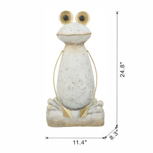 English Elm 11.4x8.3x24.8" Tall Abstract Frog Figurine White Magnesium Body with Gold Accents W2078P494909