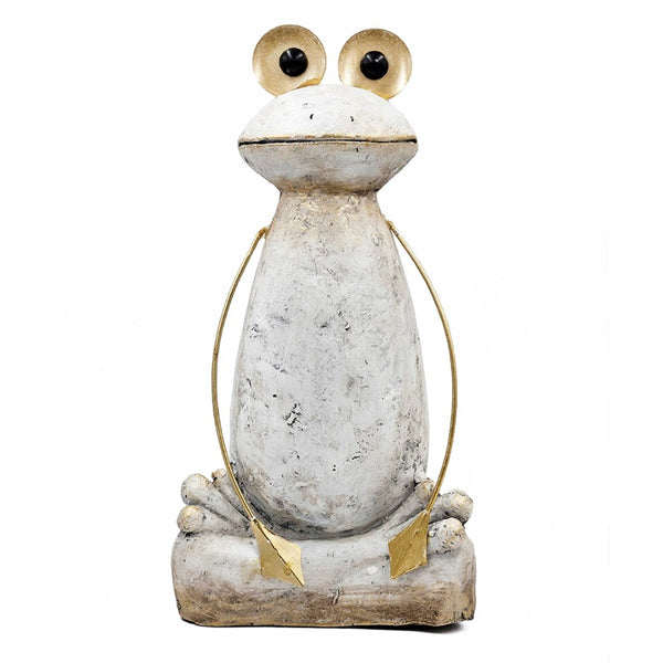 English Elm 11.4x8.3x24.8" Tall Abstract Frog Figurine White Magnesium Body with Gold Accents W2078P494909