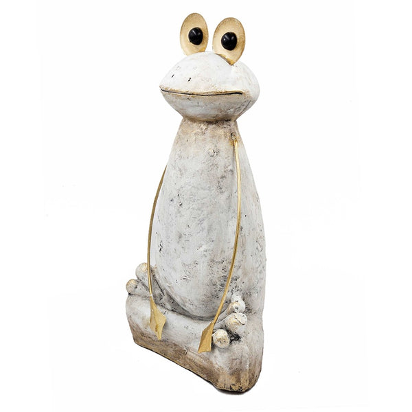 English Elm 11.4x8.3x24.8" Tall Abstract Frog Figurine White Magnesium Body with Gold Accents W2078P494909