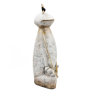 English Elm 11.4x8.3x24.8" Tall Abstract Frog Figurine White Magnesium Body with Gold Accents W2078P494909