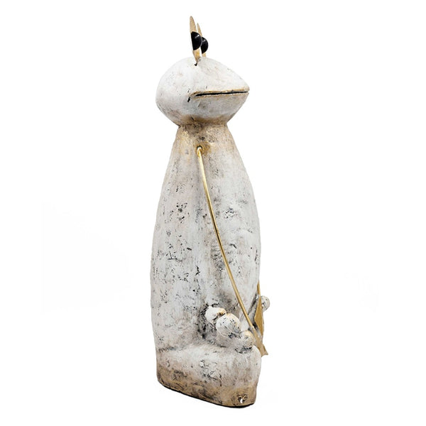 English Elm 11.4x8.3x24.8" Tall Abstract Frog Figurine White Magnesium Body with Gold Accents W2078P494909