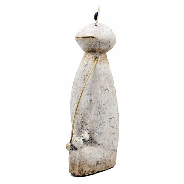 English Elm 11.4x8.3x24.8" Tall Abstract Frog Figurine White Magnesium Body with Gold Accents W2078P494909