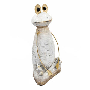 English Elm 11.4x8.3x24.8" Tall Abstract Frog Figurine White Magnesium Body with Gold Accents W2078P494909