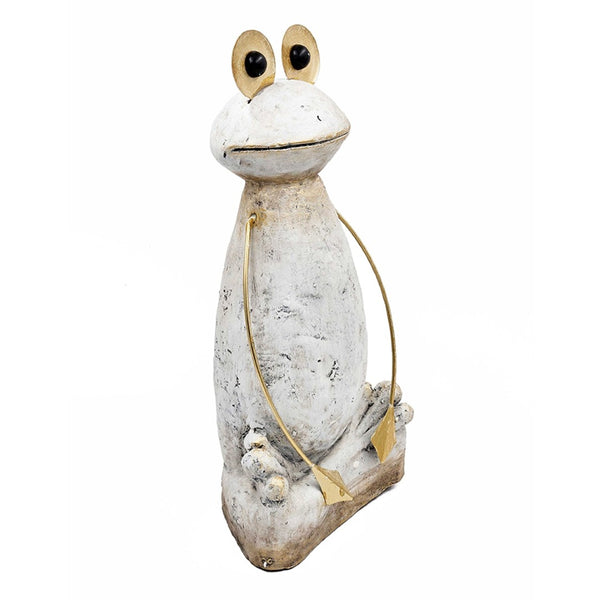 English Elm 11.4x8.3x24.8" Tall Abstract Frog Figurine White Magnesium Body with Gold Accents W2078P494909