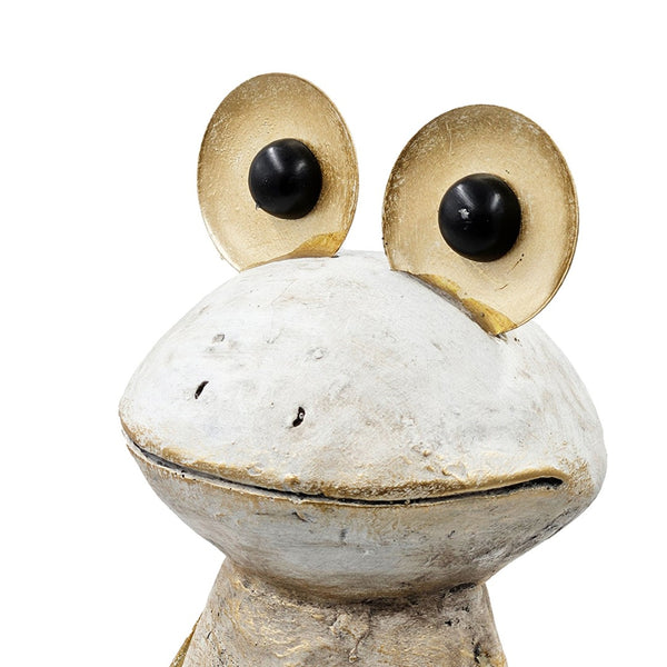 English Elm 11.4x8.3x24.8" Tall Abstract Frog Figurine White Magnesium Body with Gold Accents W2078P494909