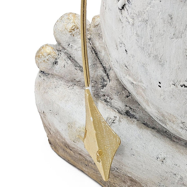 English Elm 11.4x8.3x24.8" Tall Abstract Frog Figurine White Magnesium Body with Gold Accents W2078P494909