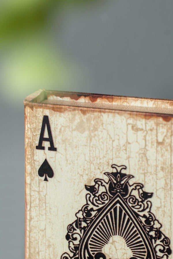 English Elm S/4 Vintage Ace Playing Card Hinged Book Boxes Mdf Silk Wrap Retro Storage W2078P500082