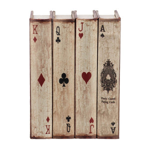 English Elm S/4 Vintage Ace Playing Card Hinged Book Boxes Mdf Silk Wrap Retro Storage W2078P500082