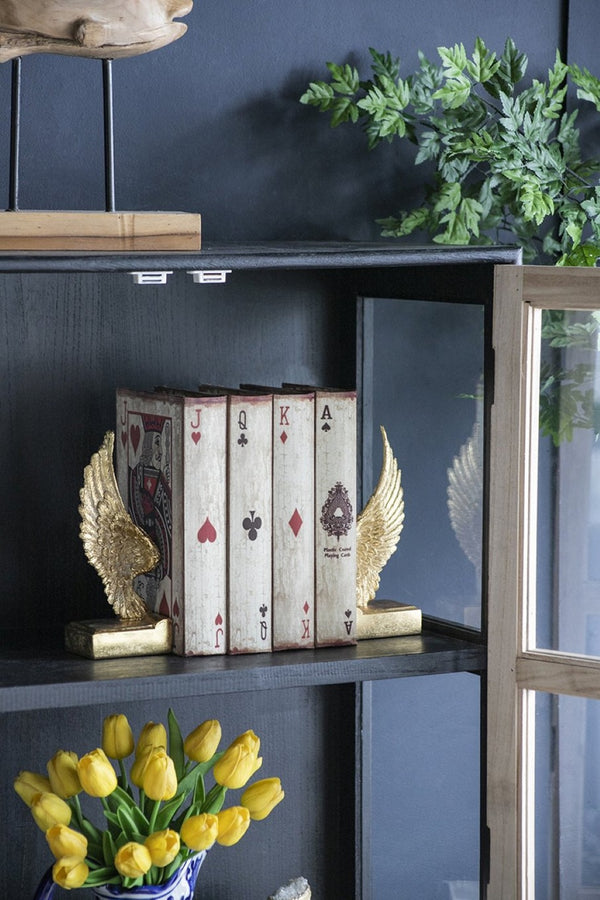 English Elm S/4 Vintage Ace Playing Card Hinged Book Boxes Mdf Silk Wrap Retro Storage W2078P500082