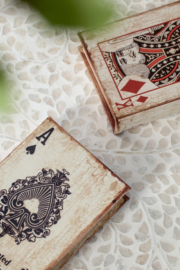 English Elm S/4 Vintage Ace Playing Card Hinged Book Boxes Mdf Silk Wrap Retro Storage W2078P500082