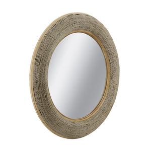 English Elm 35.5" Round Bamboo Woven Frame Wall Mirror Coastal Boho Accent for Foyer or Bedroom W2078P513977