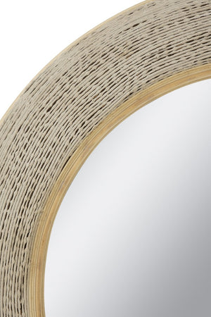 English Elm 35.5" Round Bamboo Woven Frame Wall Mirror Coastal Boho Accent for Foyer or Bedroom W2078P513977