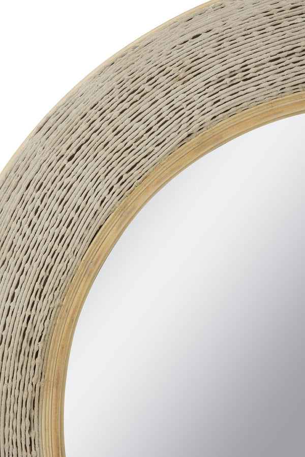 English Elm 35.5" Round Bamboo Woven Frame Wall Mirror Coastal Boho Accent for Foyer or Bedroom W2078P513977
