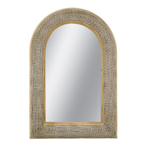 English Elm 24.2"x36" Arched Bamboo Woven Frame Wall Mirror for Coastal Boho Entryway Decor W2078P513978