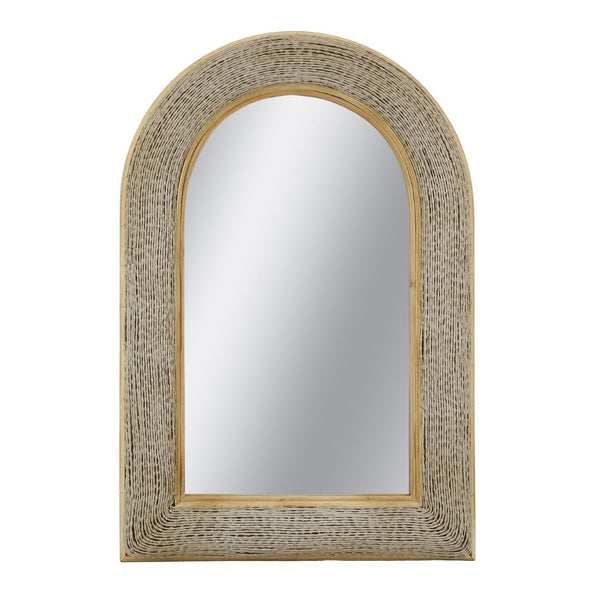 English Elm 24.2"x36" Arched Bamboo Woven Frame Wall Mirror for Coastal Boho Entryway Decor W2078P513978