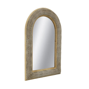 English Elm 24.2"x36" Arched Bamboo Woven Frame Wall Mirror for Coastal Boho Entryway Decor W2078P513978