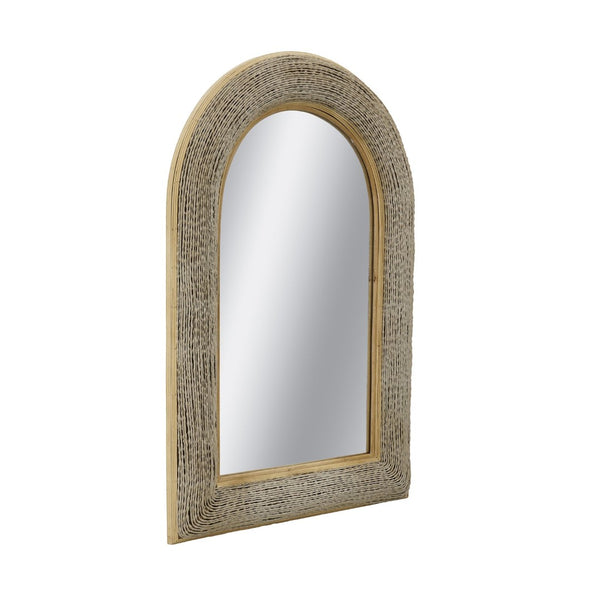 English Elm 24.2"x36" Arched Bamboo Woven Frame Wall Mirror for Coastal Boho Entryway Decor W2078P513978
