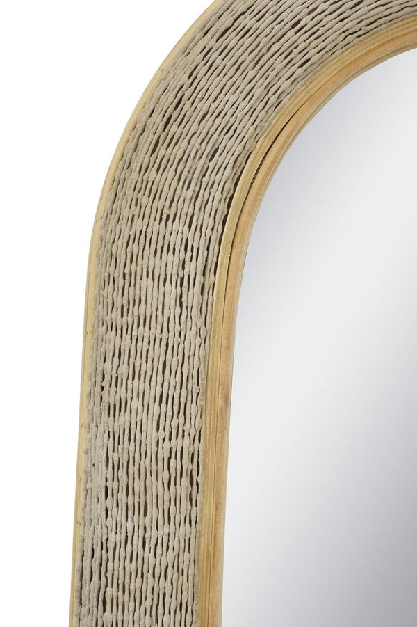 English Elm 24.2"x36" Arched Bamboo Woven Frame Wall Mirror for Coastal Boho Entryway Decor W2078P513978