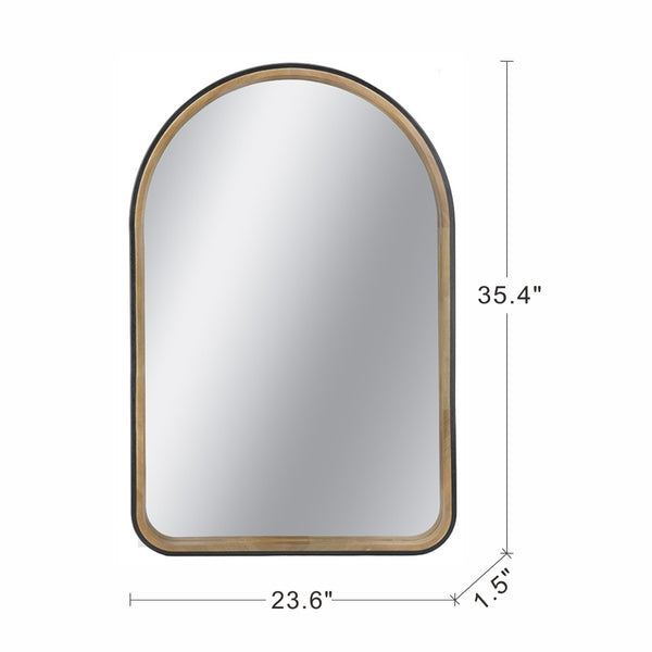 English Elm 23.6"x35.4" Rubberwood Arch Mirror with Two-tone Matte and Natural Frame W2078P513980