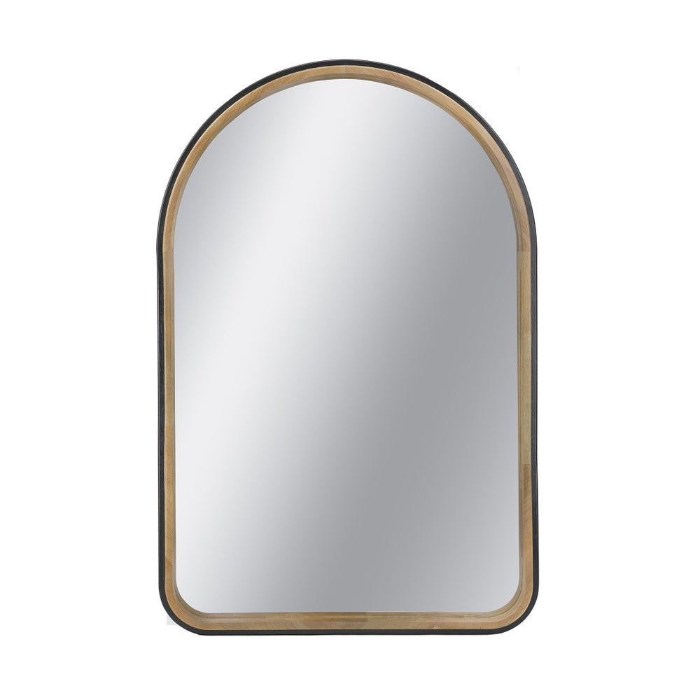 English Elm 23.6"x35.4" Rubberwood Arch Mirror with Two-tone Matte and Natural Frame W2078P513980