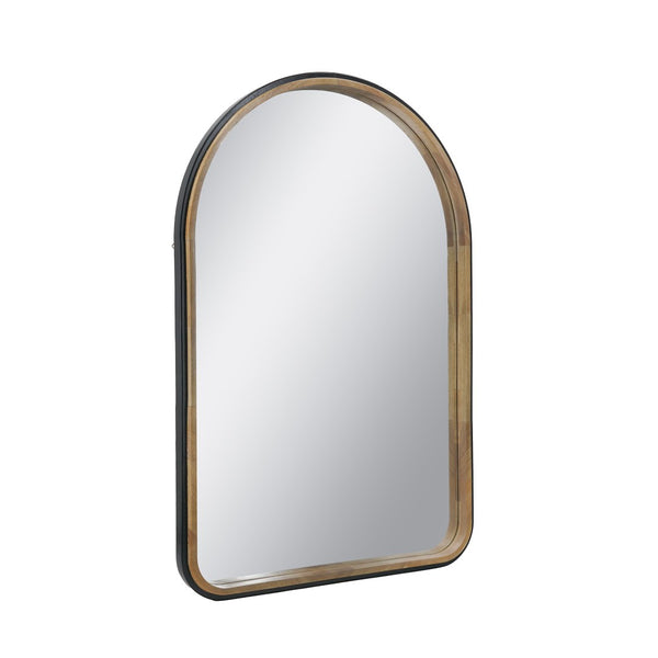 English Elm 23.6"x35.4" Rubberwood Arch Mirror with Two-tone Matte and Natural Frame W2078P513980