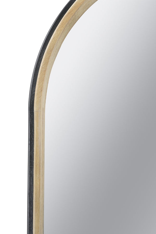 English Elm 23.6"x35.4" Rubberwood Arch Mirror with Two-tone Matte and Natural Frame W2078P513980