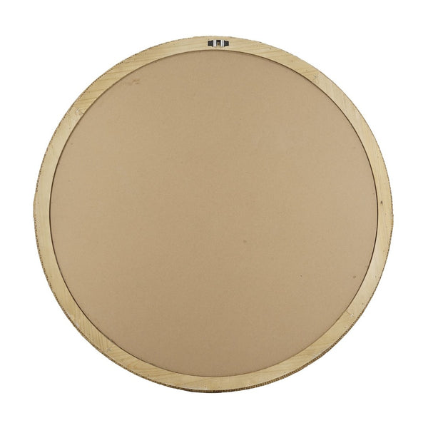 English Elm 31.9" Woven Rattan Style Round Wall Mirror Handcrafted Bohemian Coastal Decor W2078P513981