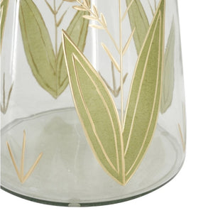 English Elm 16X17.5 Round Mango Wood Top Accent Table with Hand-Painted Botanical Glass Base W2078P526193