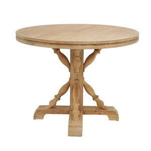 English Elm 42x32" Round Pedestal Dining Table Carved Baluster Base Natural Fir Pine Farmhouse W2078P526786